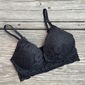 PINK Victoria’s Secret Bra Padded Lace Black Size Medium